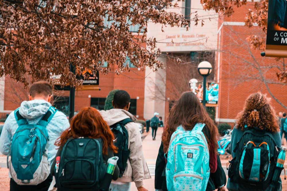 students walking to class